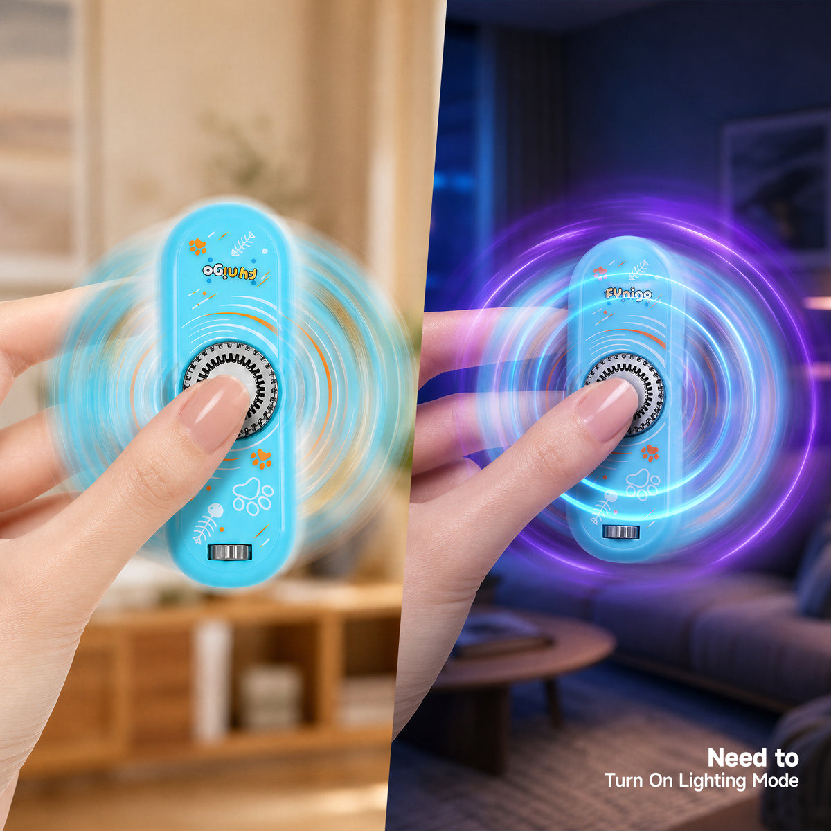 FYNIGO Interactive Cat Laser Toys for Indoor Cats Adult and Kittens, Finger Rotatable, Rechargeable Cat Teaser Wand Toy with 4 Modes & 5 Fun Patterns