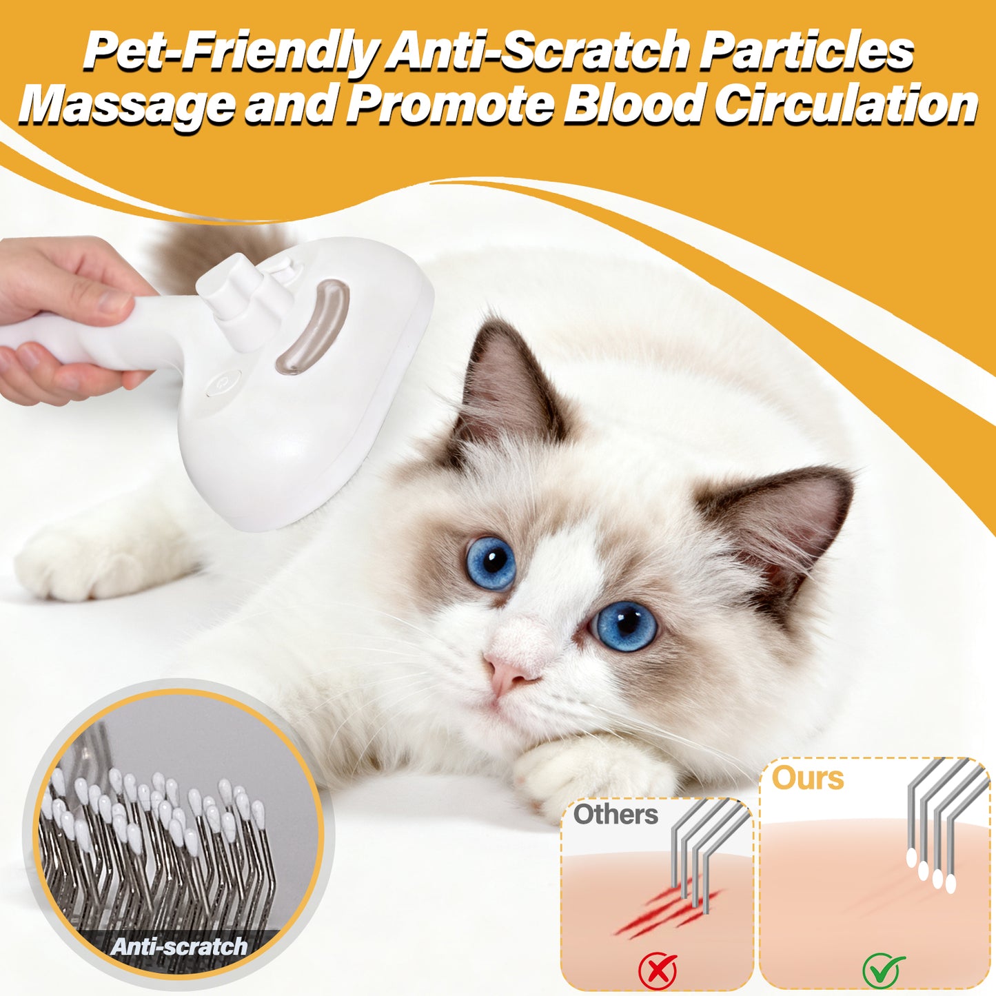 FYNIGO 3-in-1 Dog Brush & Cat Brush for Shedding with Spray, Self-Cleaning Deshedding Pet Steam Brush for Grooming, Antistatic Massage Brush for Indoor Cats & Long Short Haired Dogs